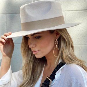 TERESSA FOGLIA Curateur Lynn Rachel Zoe Fedora Vegan Suede Boho Rancher Felt Hat